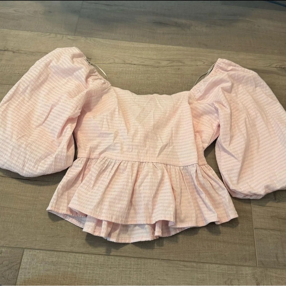 Miami Mi Ami Light Pink Puff Sleeve Blouse